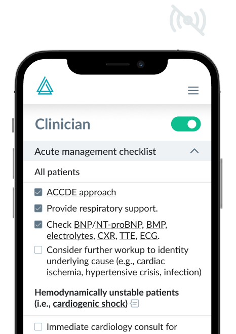 Smartphone app Clinician Mode