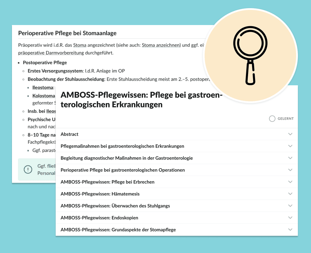 Pflegewissen-Kapitel in AMBOSS bereiten auf das Examen vor.